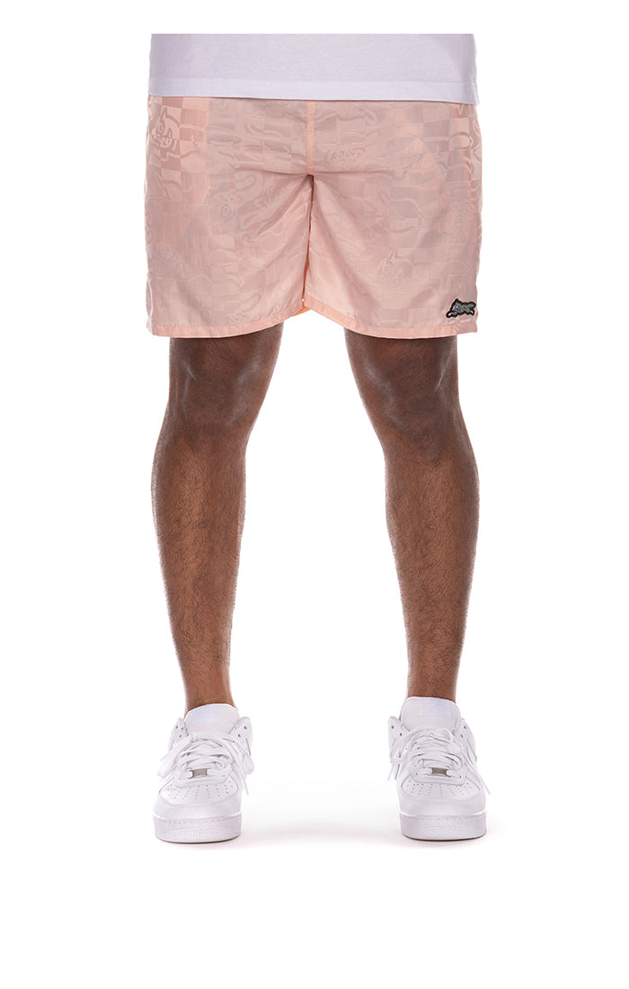 ICECREAM running check shorts - silver pink