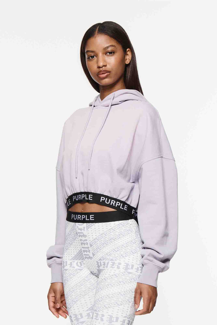 Purple Brand W4007 Purple FHWY324 Oversized Cropped Hoodie - Purple