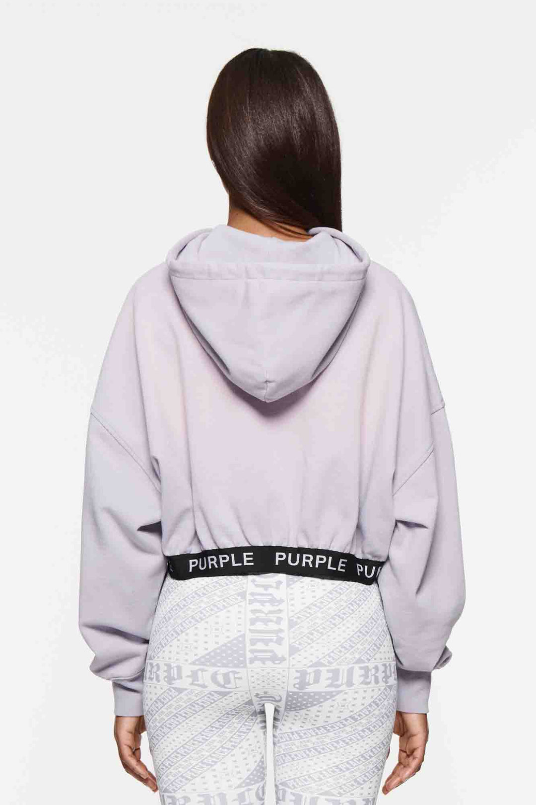 Purple Brand W4007 Purple FHWY324 Oversized Cropped Hoodie - Purple