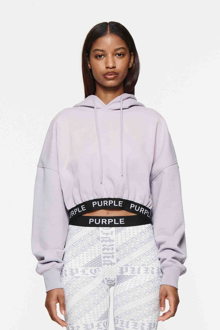 Purple Brand W4007 Purple FHWY324 Oversized Cropped Hoodie - Purple