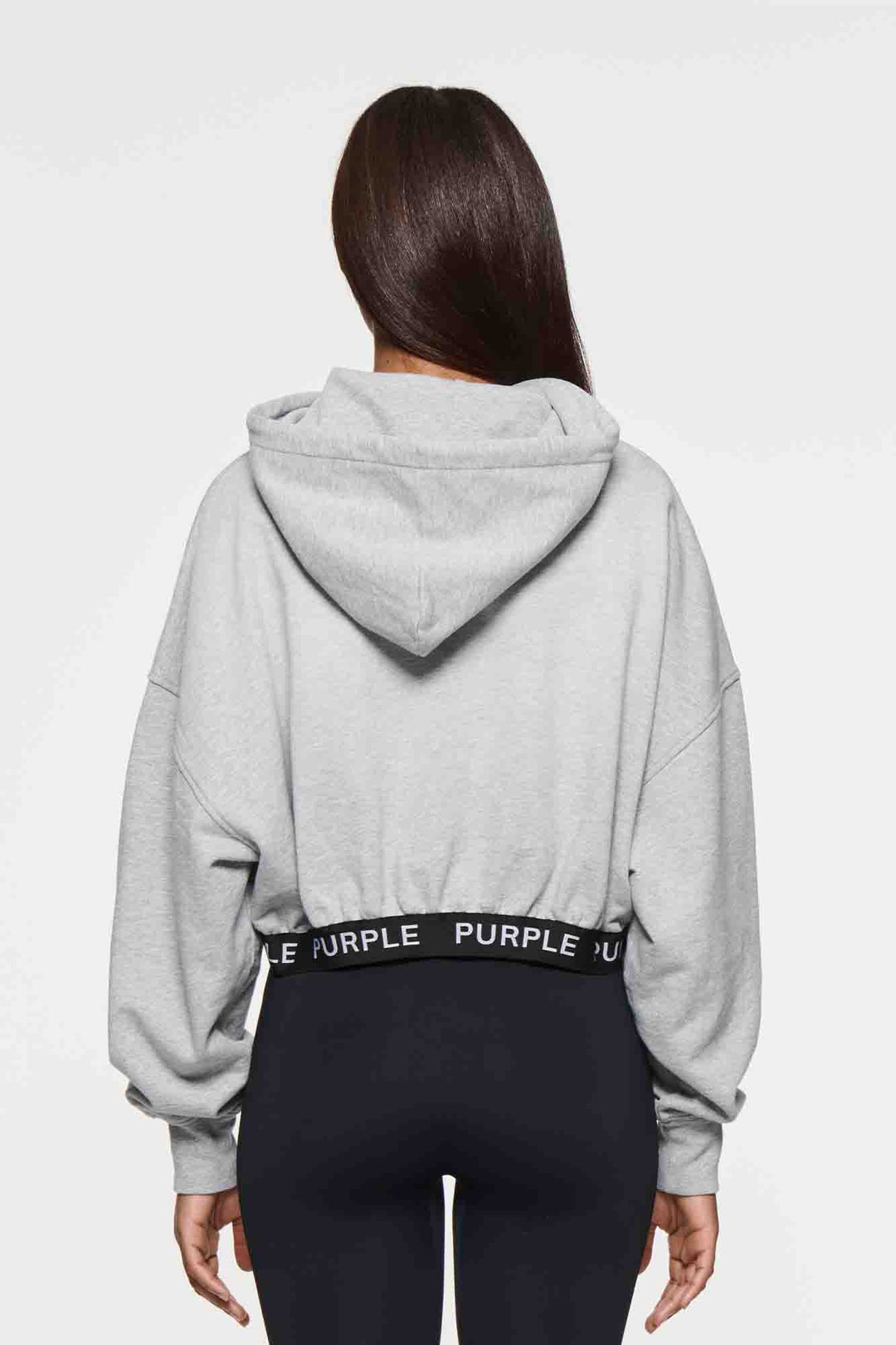 Purple Brand W4007 Grey FHHG324 Oversized Cropped Hoodie - Grey