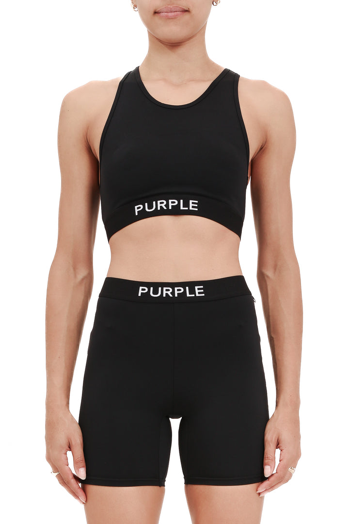 Purple Brand W8011 Black SNBB324 Nylon Racer Bralette - Black