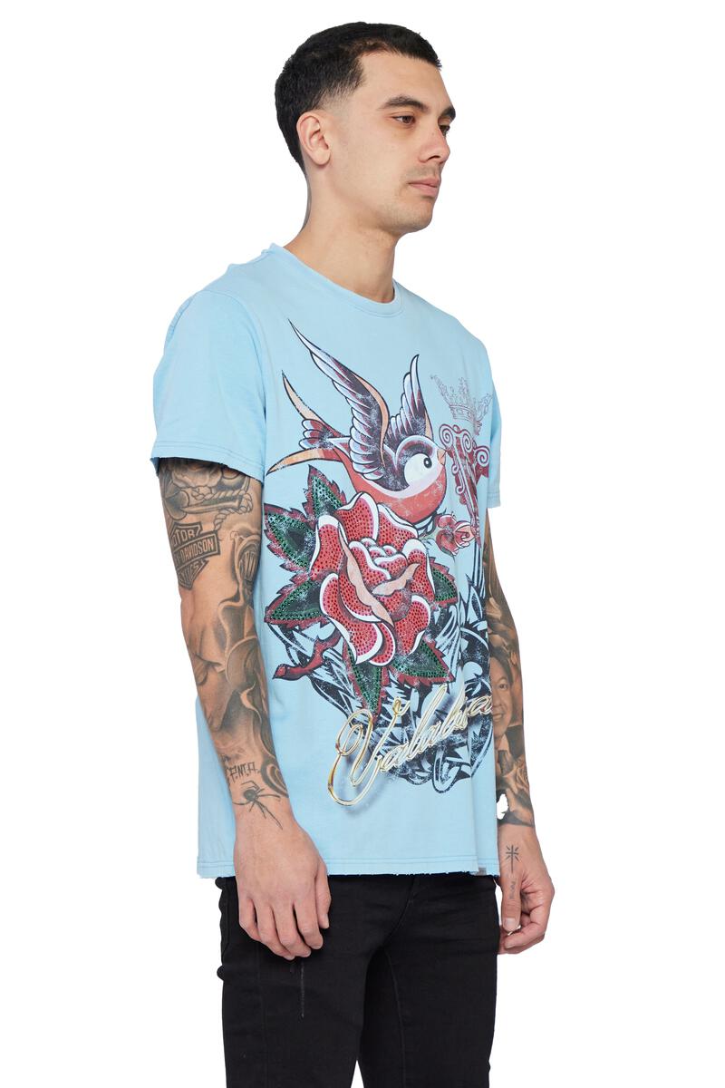 VALABASAS Tee "Throned Heart" Tee - Light Blue