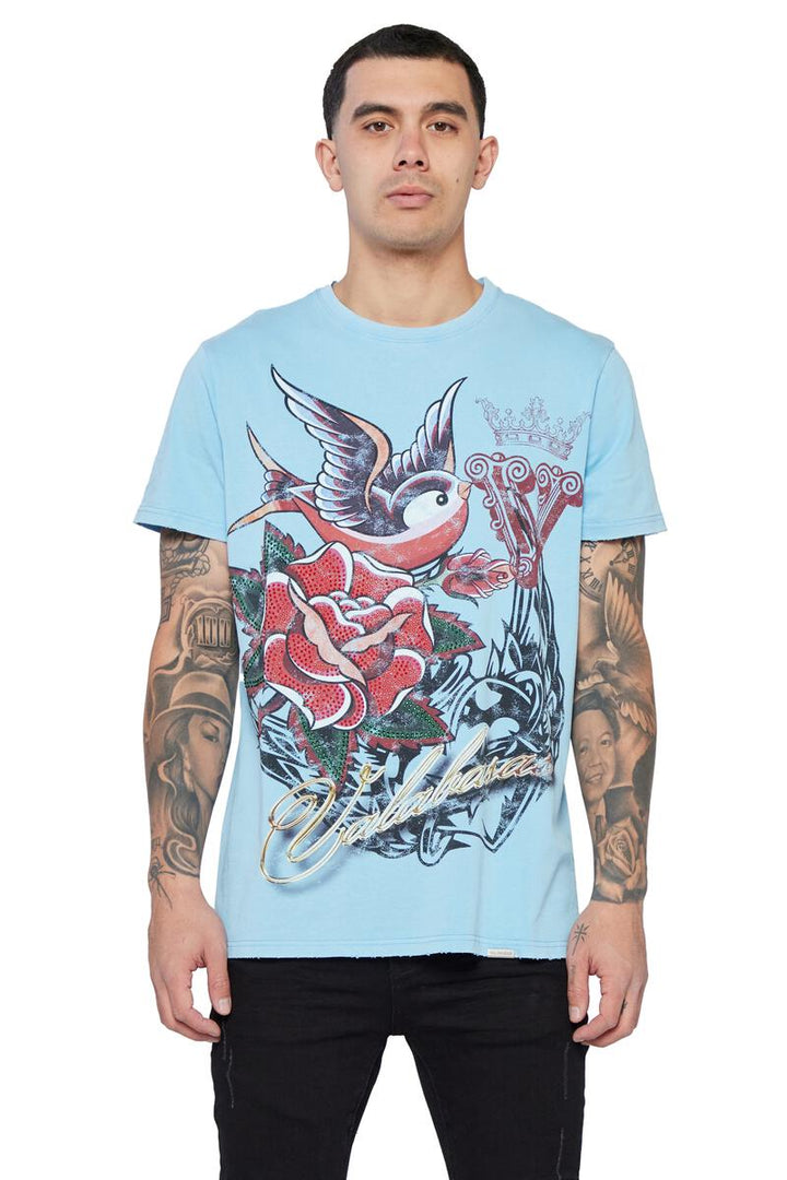 VALABASAS Tee "Throned Heart" Tee - Light Blue