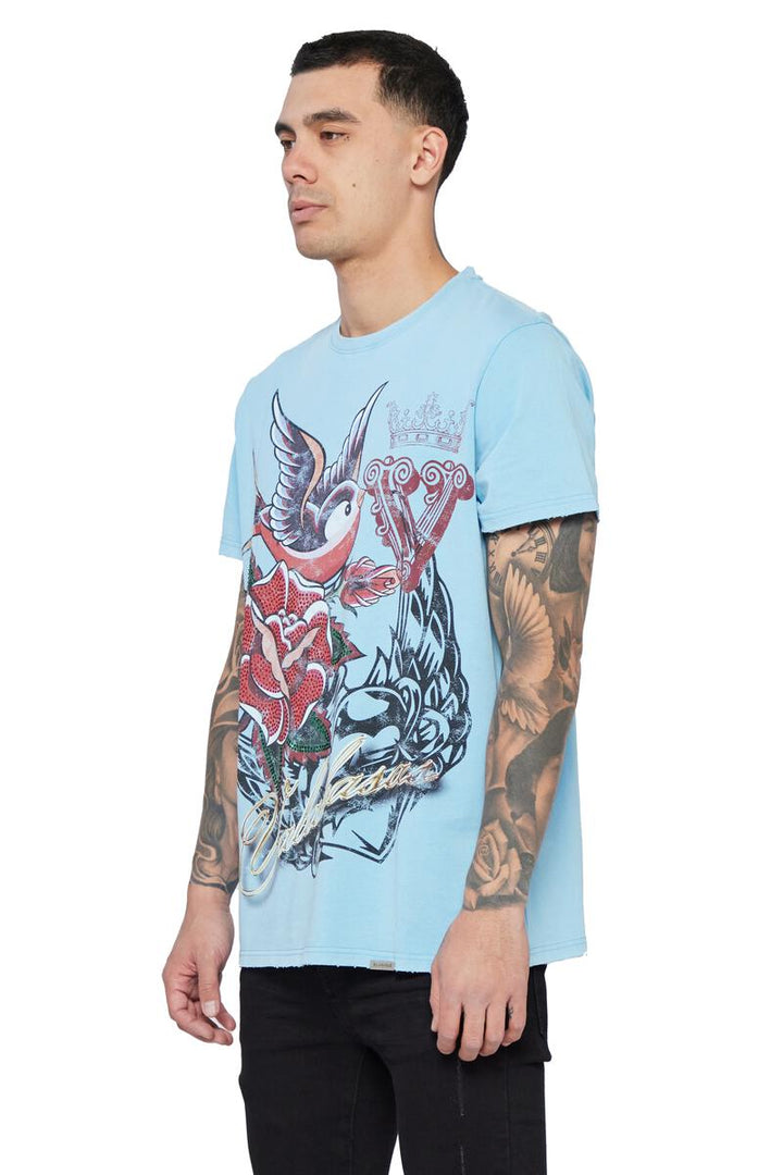 VALABASAS Tee "Throned Heart" Tee - Light Blue