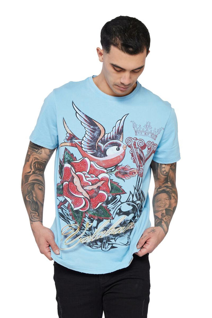 VALABASAS Tee "Throned Heart" Tee - Light Blue