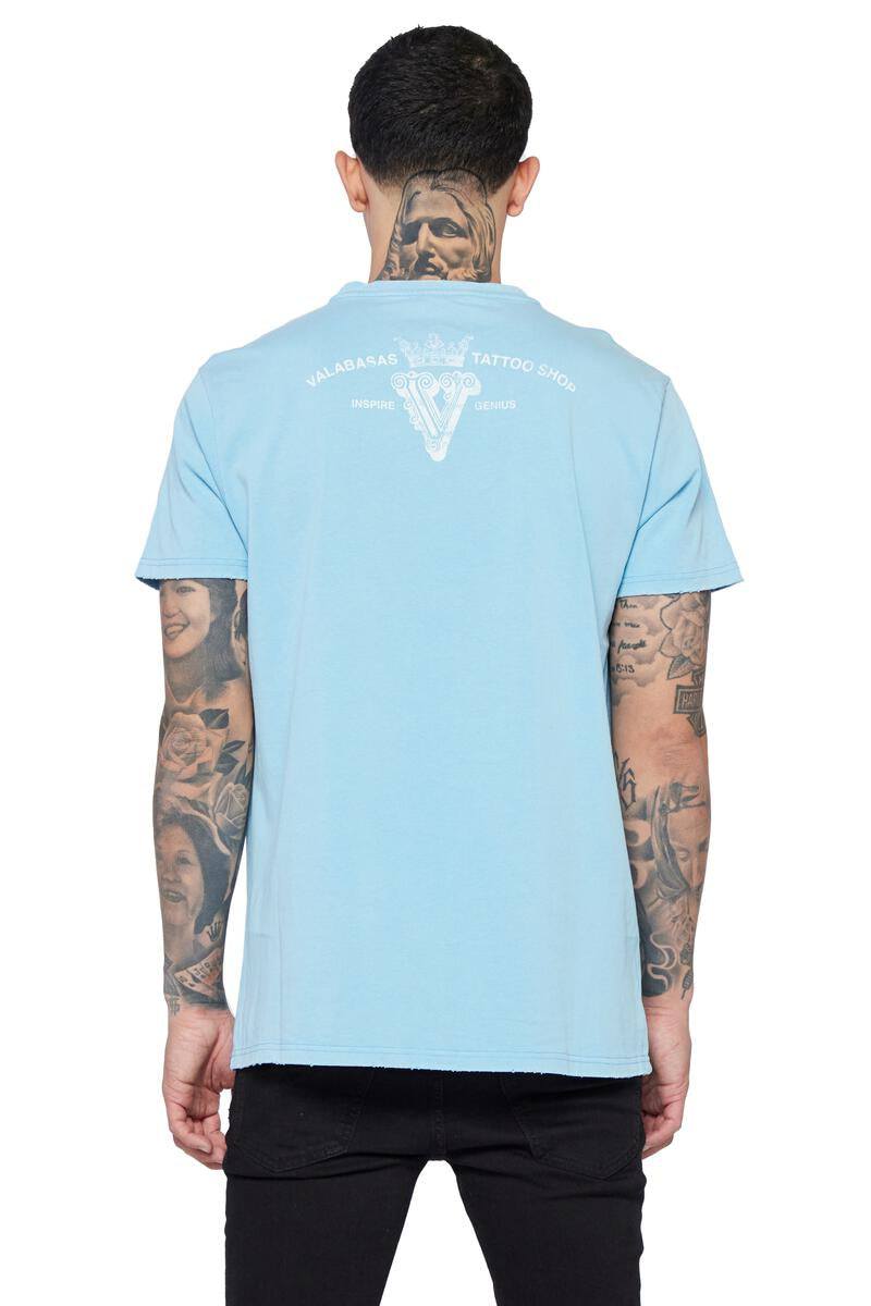 VALABASAS Tee "Throned Heart" Tee - Light Blue