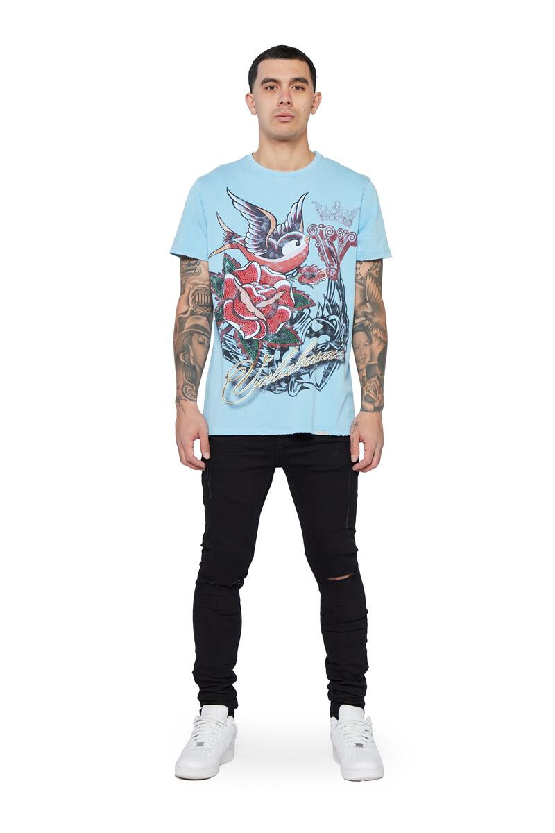 VALABASAS Tee "Throned Heart" Tee - Light Blue